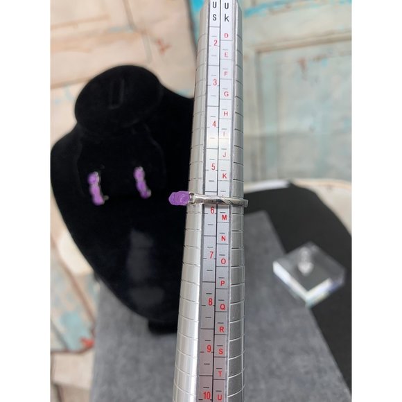 Purple Stones Ring (Size 6) and Post Earrings - Picture 10 of 10